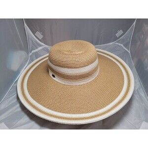 The Scala Collection Sun Hat Womens Straw Beach Wide Brim Gold Sparkle Boho